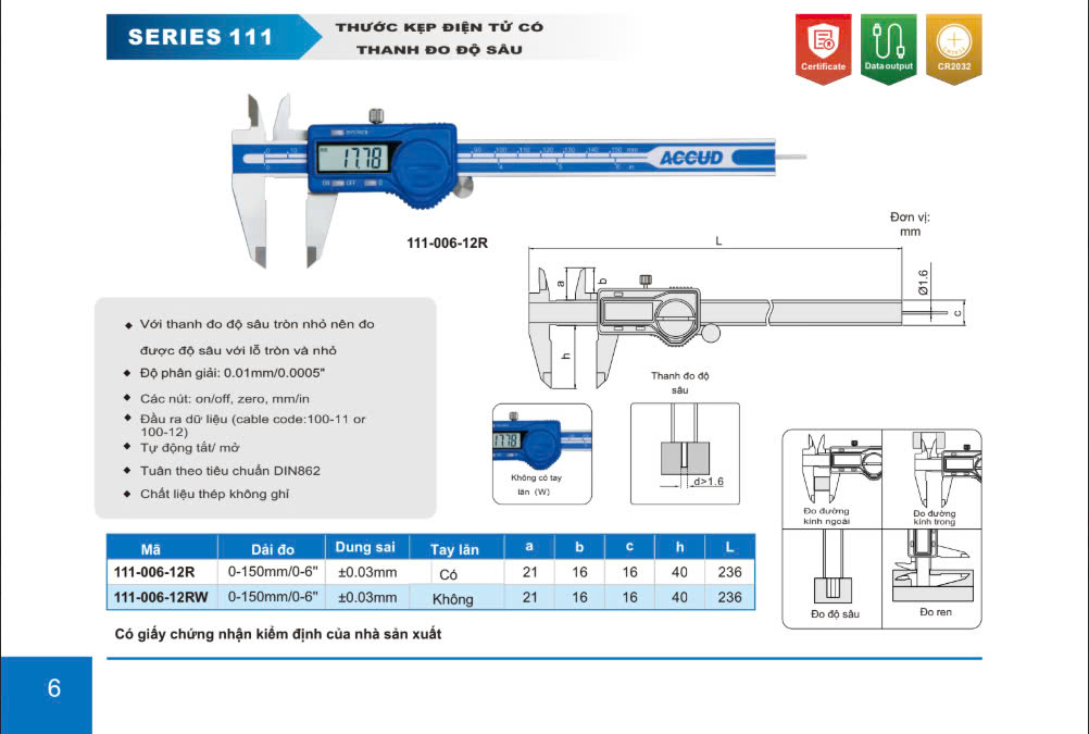 THƯỚC KẸP ĐIỆN TỬ 111-12R